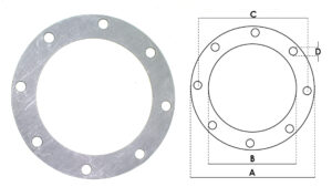 GUARNIZIONE 8 FORI Ø 110x65x2mm TREVIL C=87mm D=Ø 9mm